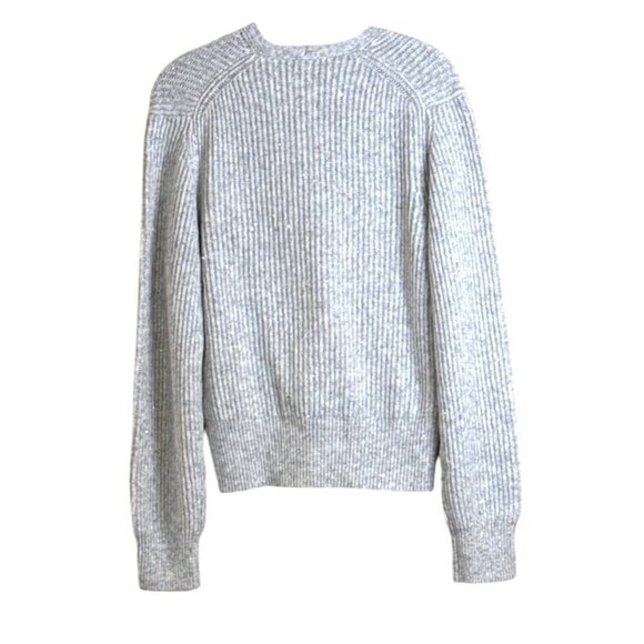 Michael Stars Heather Grey Ribbed Sequin Wrap Laurel Surplice Sweater Sz LP - Picture 3 of 8